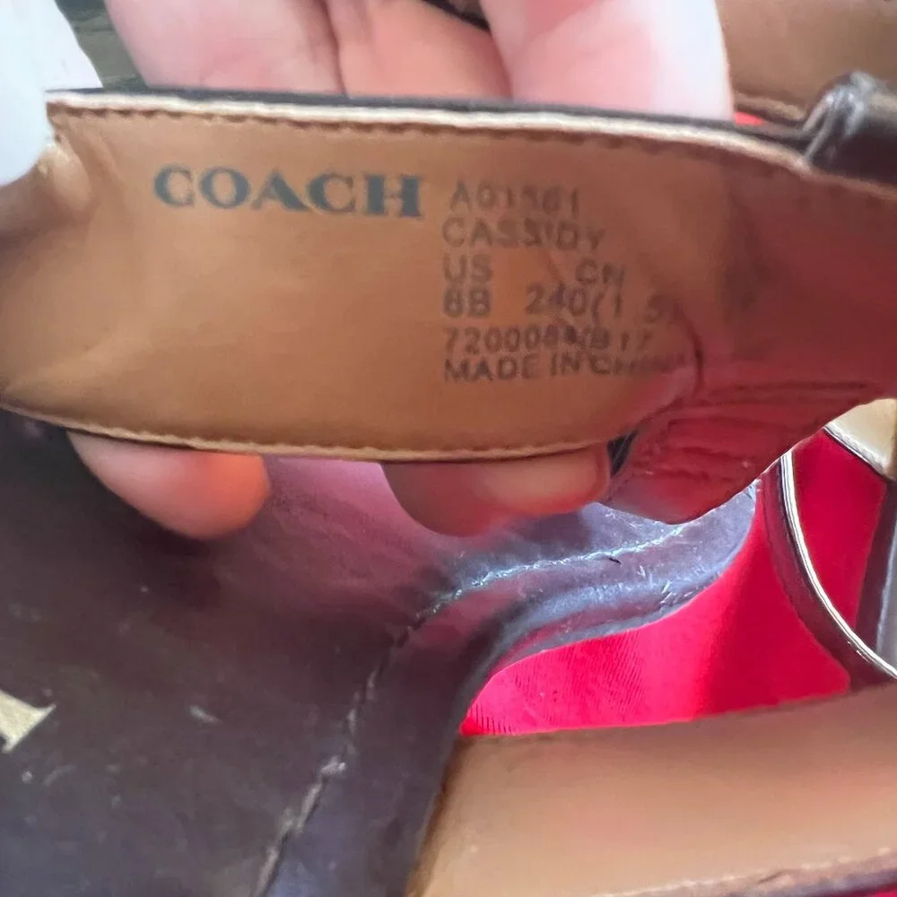 Coach Cassidy Iridescent Oxblood Pearl Leather Sandals - Picture 12 of 12